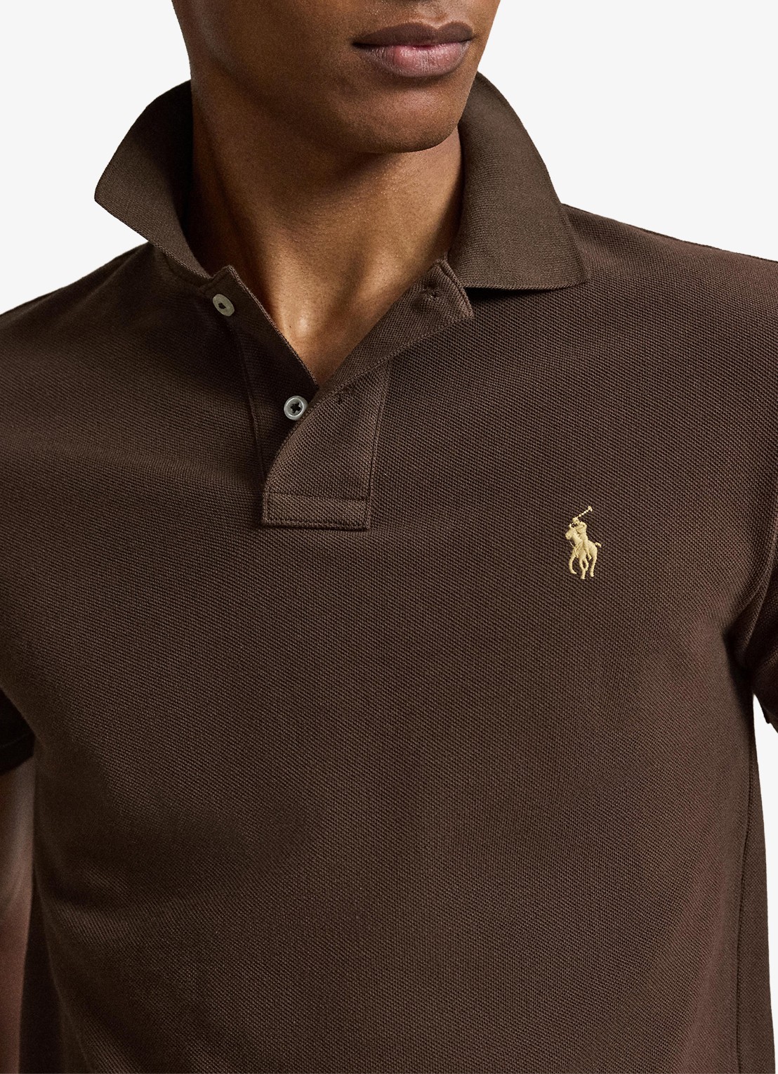 Ralph Lauren Slim fit polo van piqué katoen - detail 2 nutmeg brown / bruin