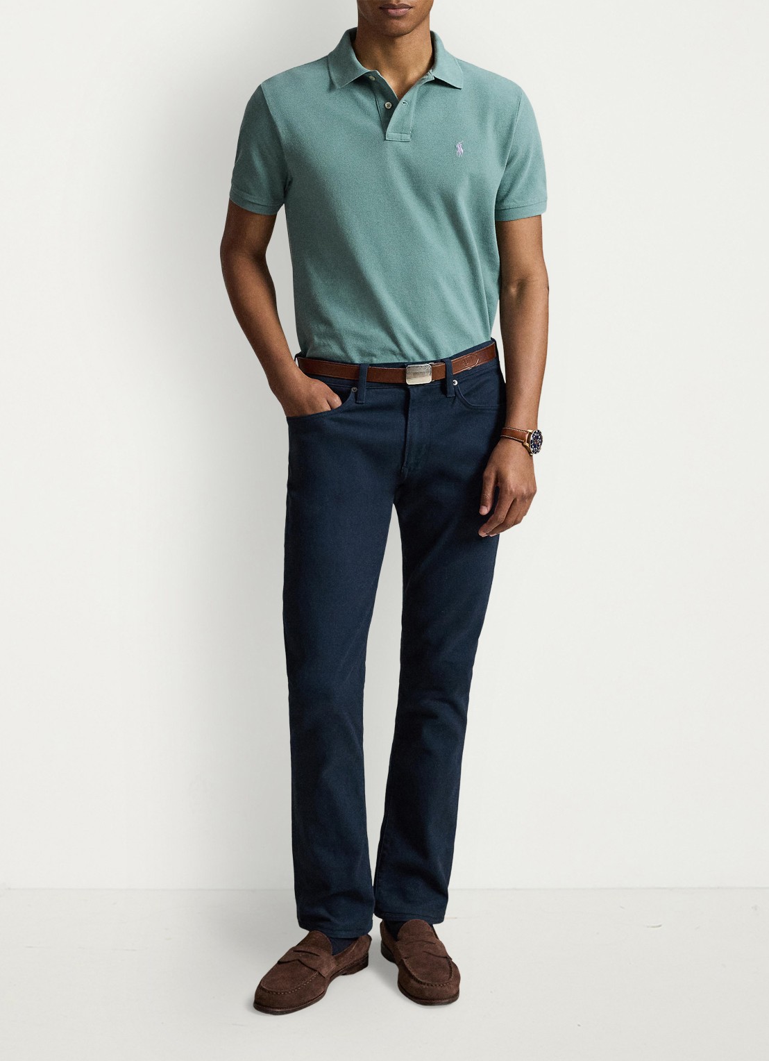 Ralph Lauren Slim fit polo van piqué katoen - detail greenscape / groen