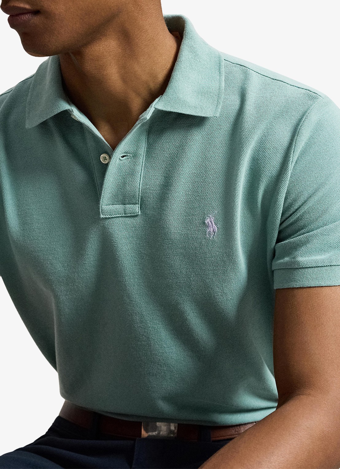 Ralph Lauren Slim fit polo van piqué katoen - detail 2 greenscape / groen