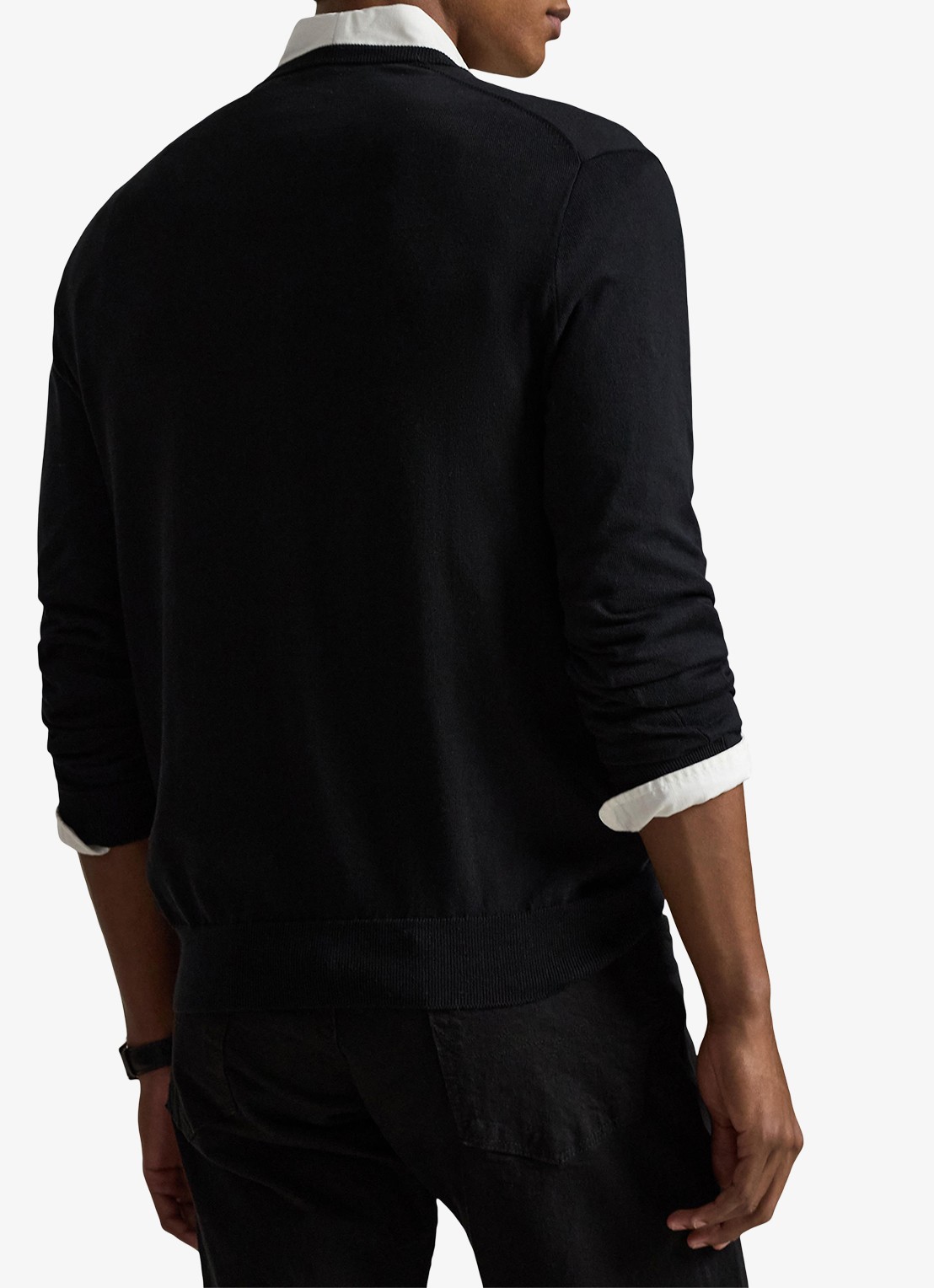 Ralph Lauren Slim fit pullover met logoborduring - achterkant 3 polo black / zwart
