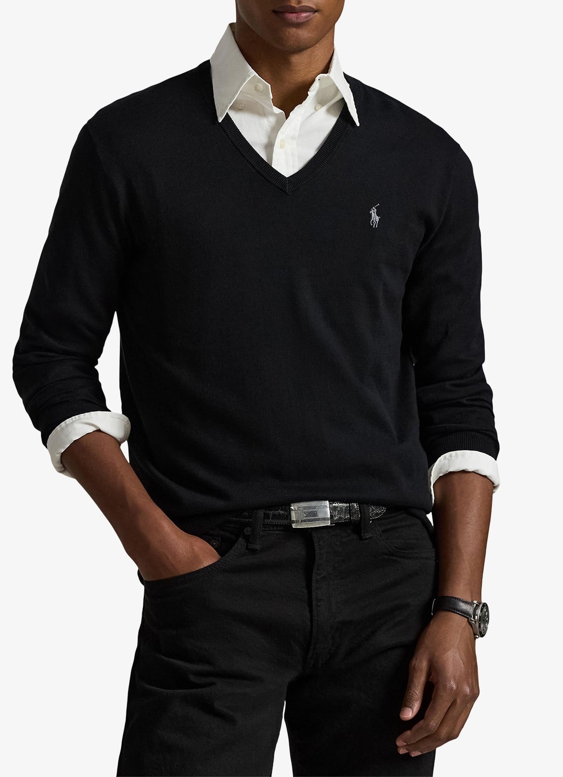Ralph Lauren Slim fit pullover met logoborduring - detail 4 polo black / zwart