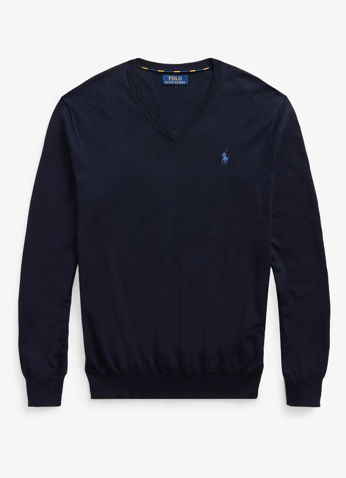 Ralph Lauren Slim fit pullover met logoborduring - voorkant 3 hunter navy / donkerblauw