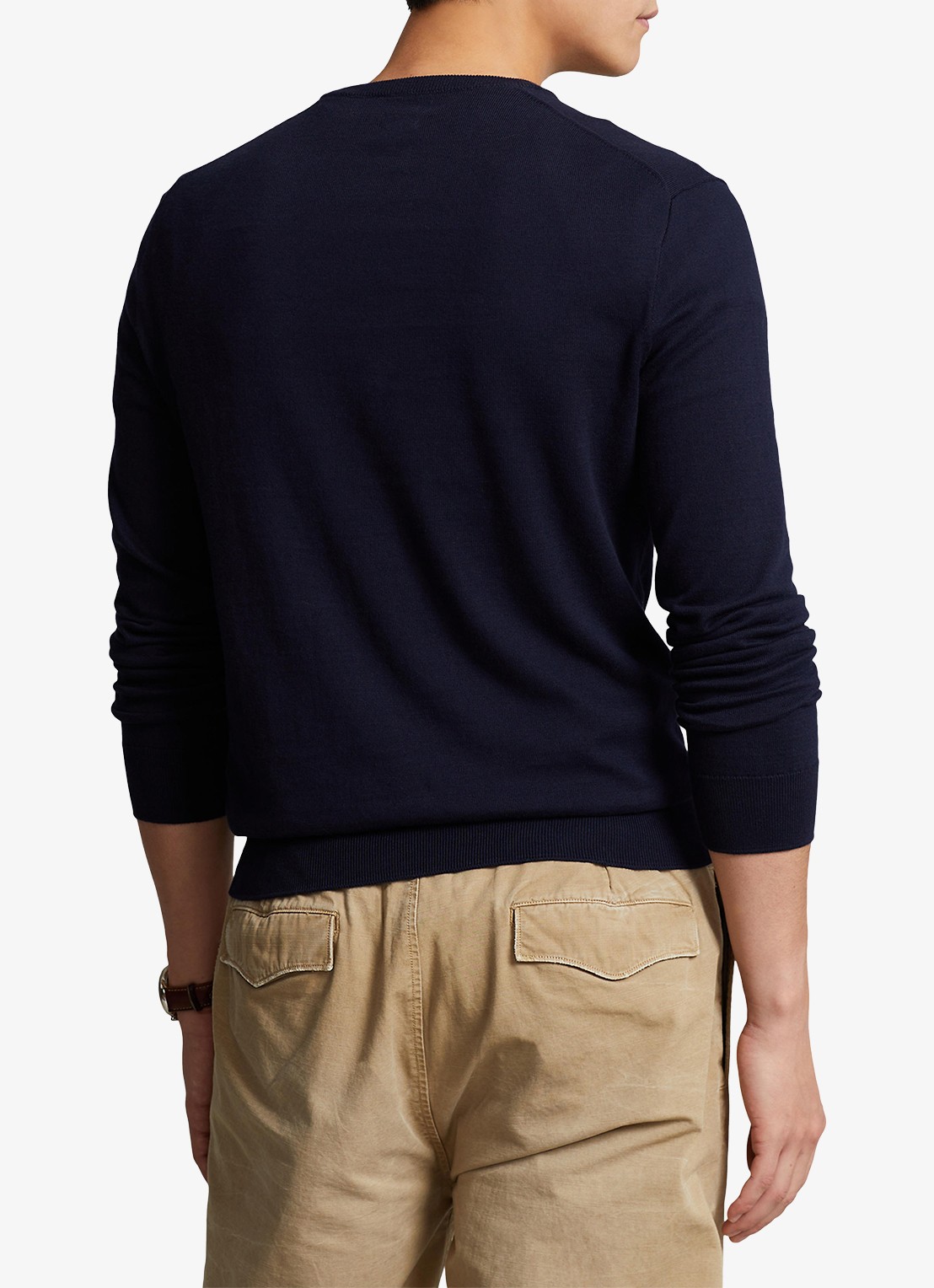 Ralph Lauren Slim fit pullover van katoen - achterkant 4 hunter navy / blauw