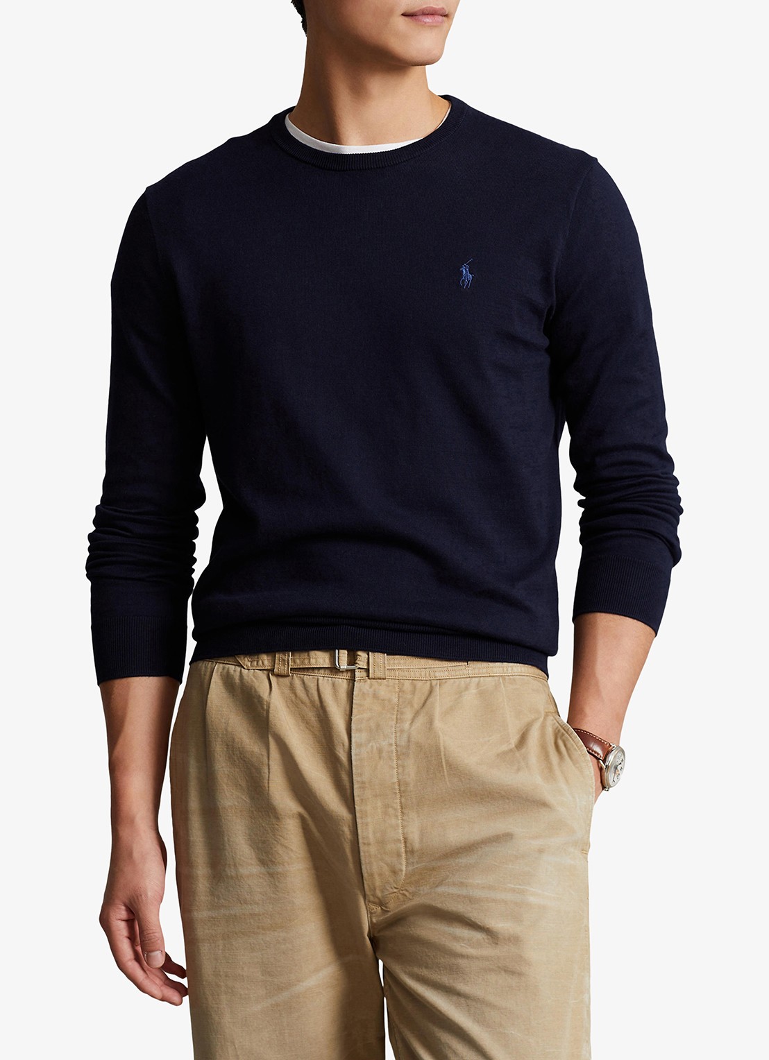 Ralph Lauren Slim fit pullover van katoen - detail hunter navy / blauw