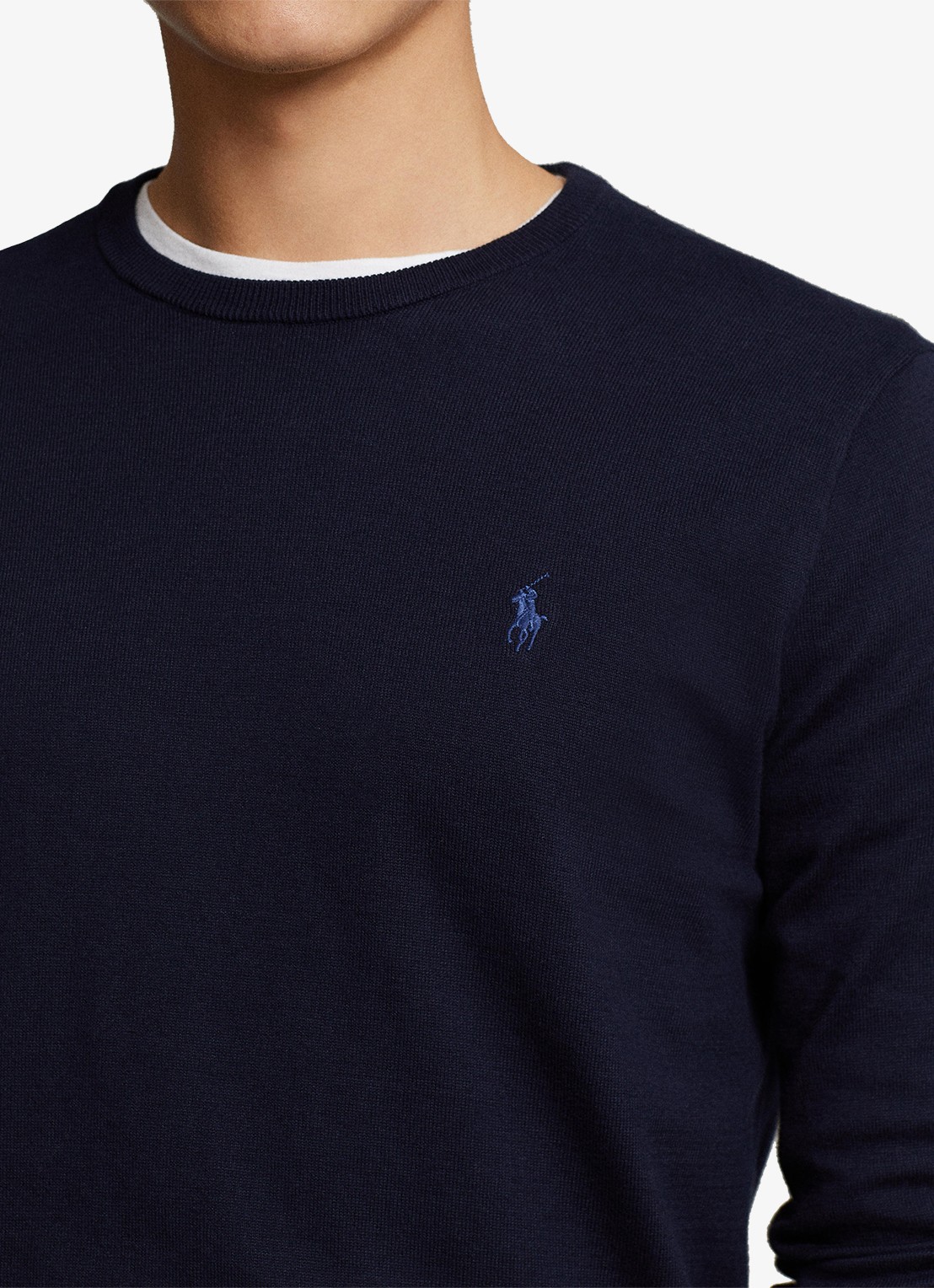 Ralph Lauren Slim fit pullover van katoen - detail 2 hunter navy / blauw