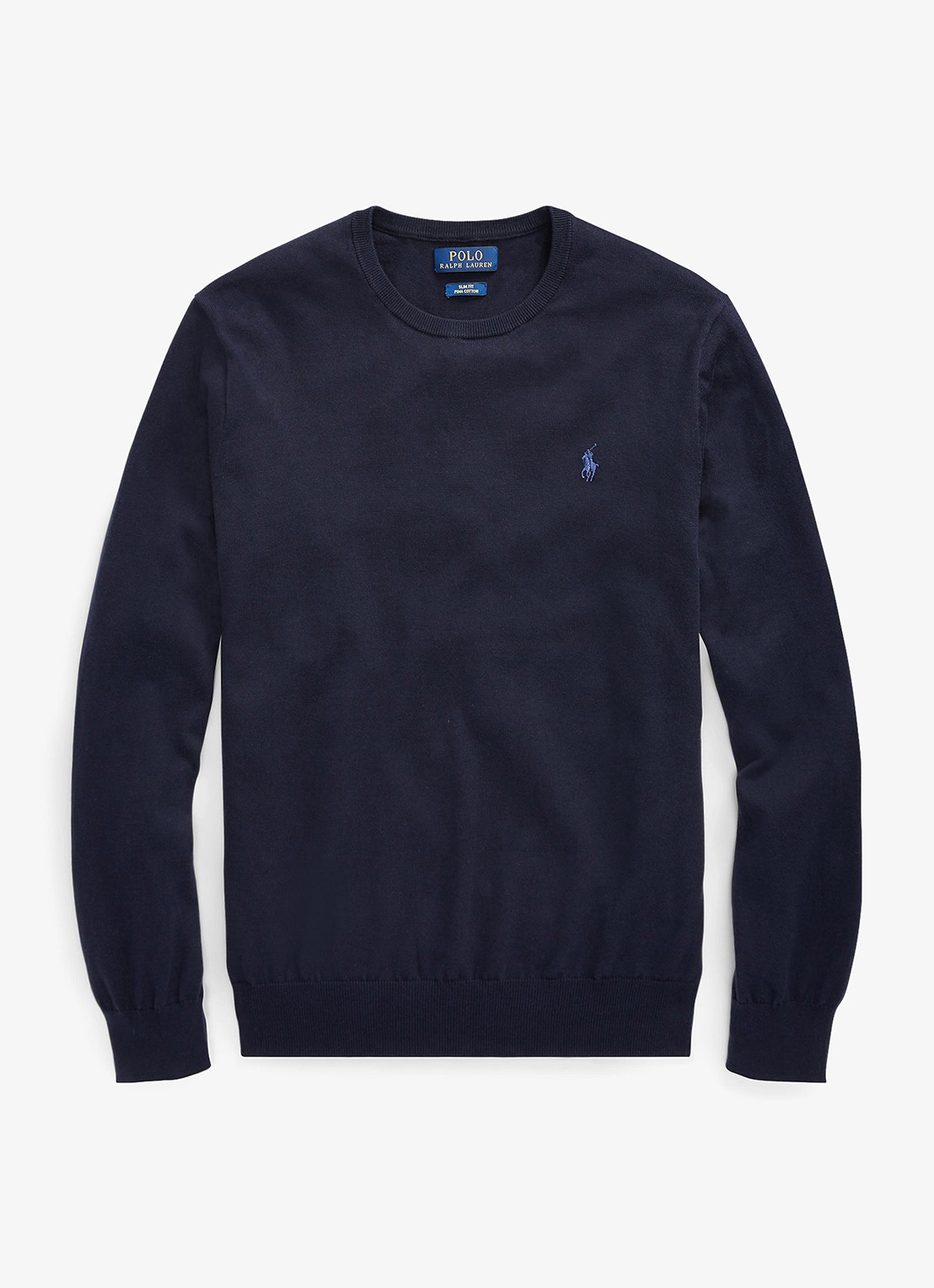 Ralph Lauren Slim fit pullover van katoen - voorkant 5 hunter navy / blauw