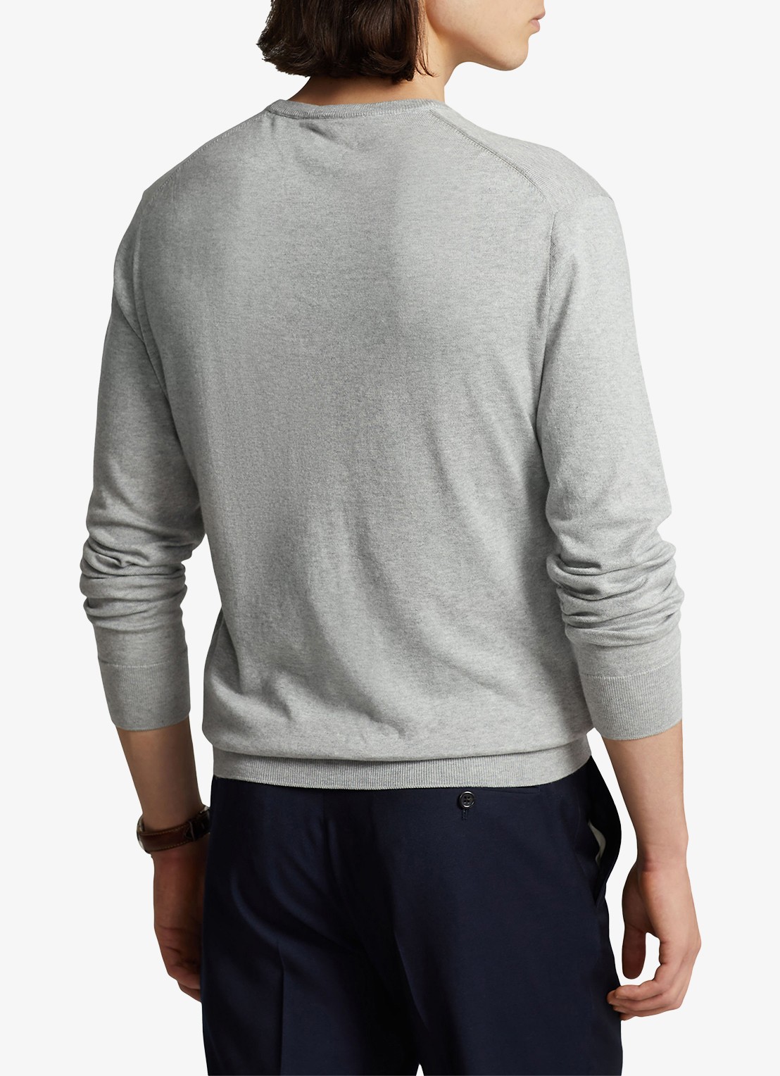 Ralph Lauren Slim fit pullover van katoen - achterkant andover heather / grijs