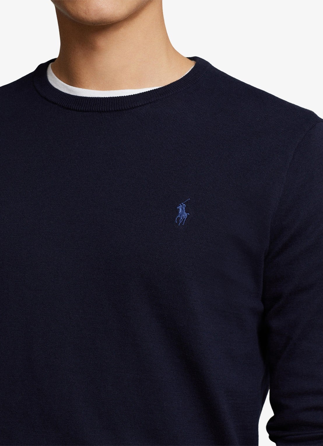 Ralph Lauren Slim fit pullover van katoen - detail 3 hunter navy / blauw