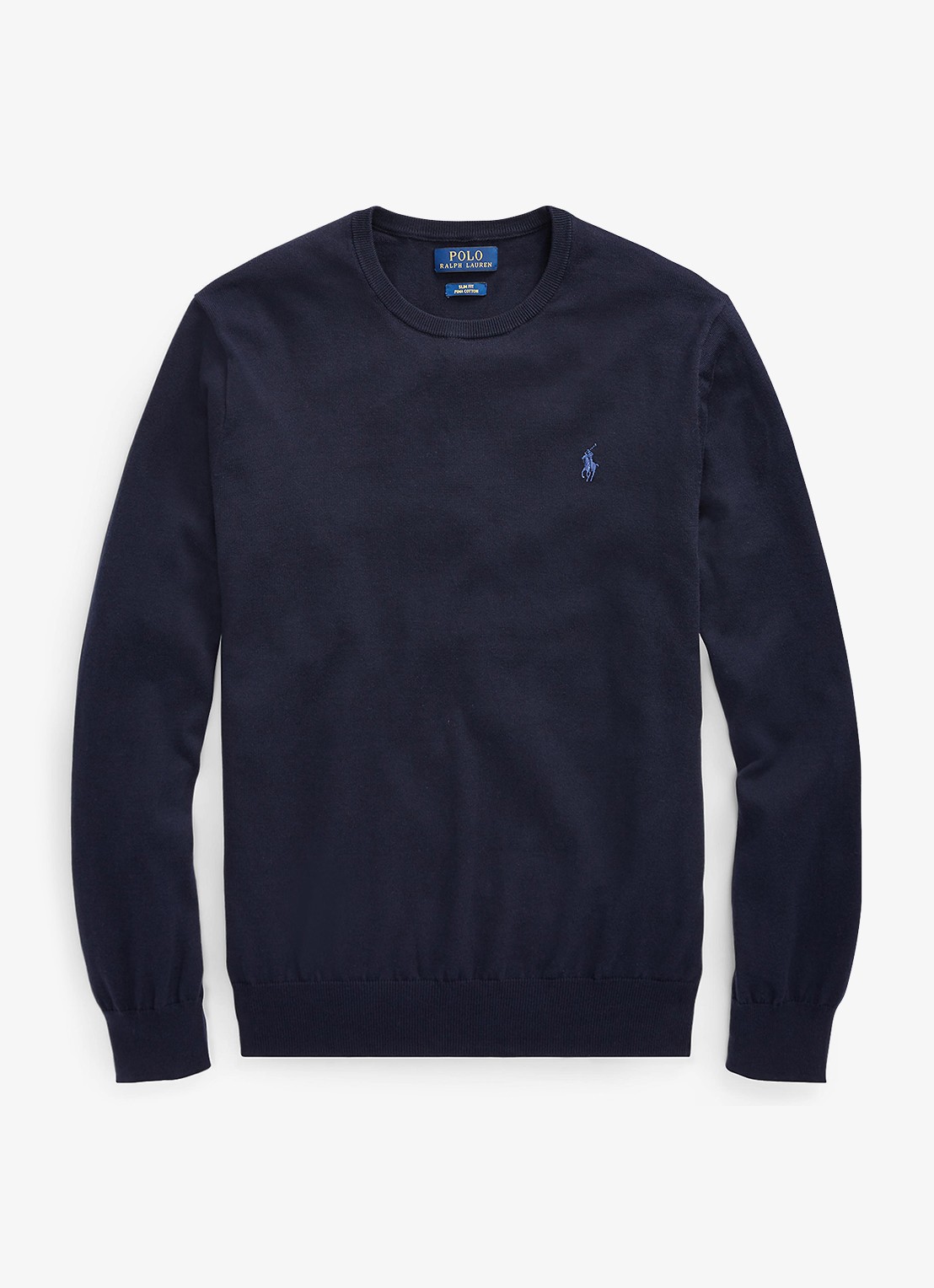 Ralph Lauren Slim fit pullover van katoen - voorkant 7 hunter navy / blauw
