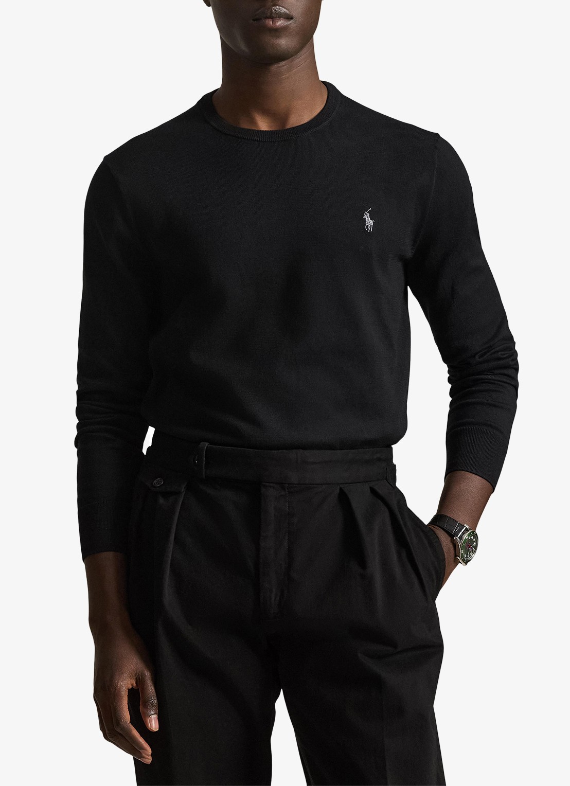 Ralph Lauren Slim fit pullover van katoen - detail 4 polo black / zwart