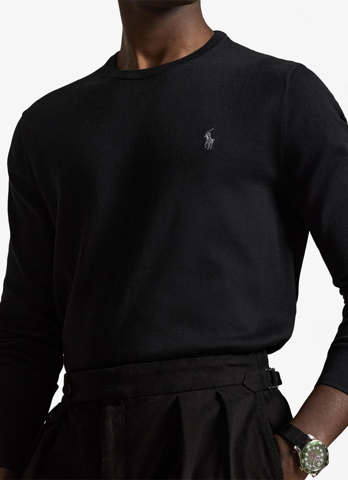 Ralph Lauren Slim fit pullover van katoen - detail 5 polo black / zwart