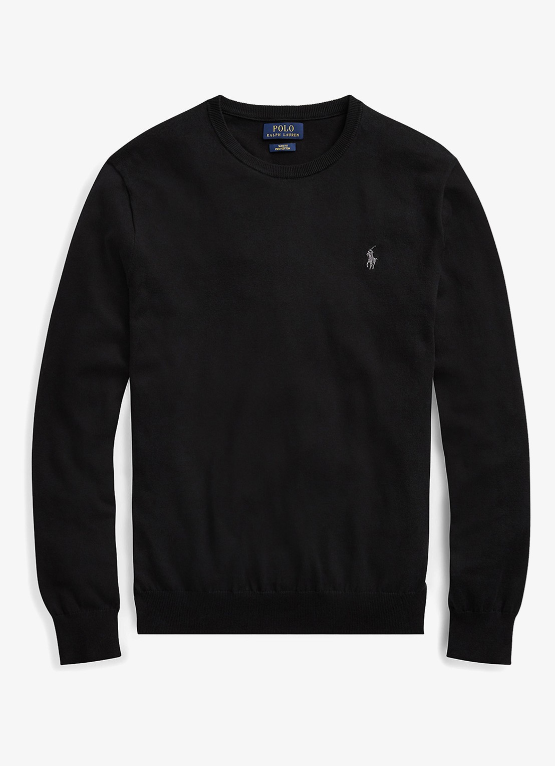 Ralph Lauren Slim fit pullover van katoen - voorkant 2 polo black / zwart
