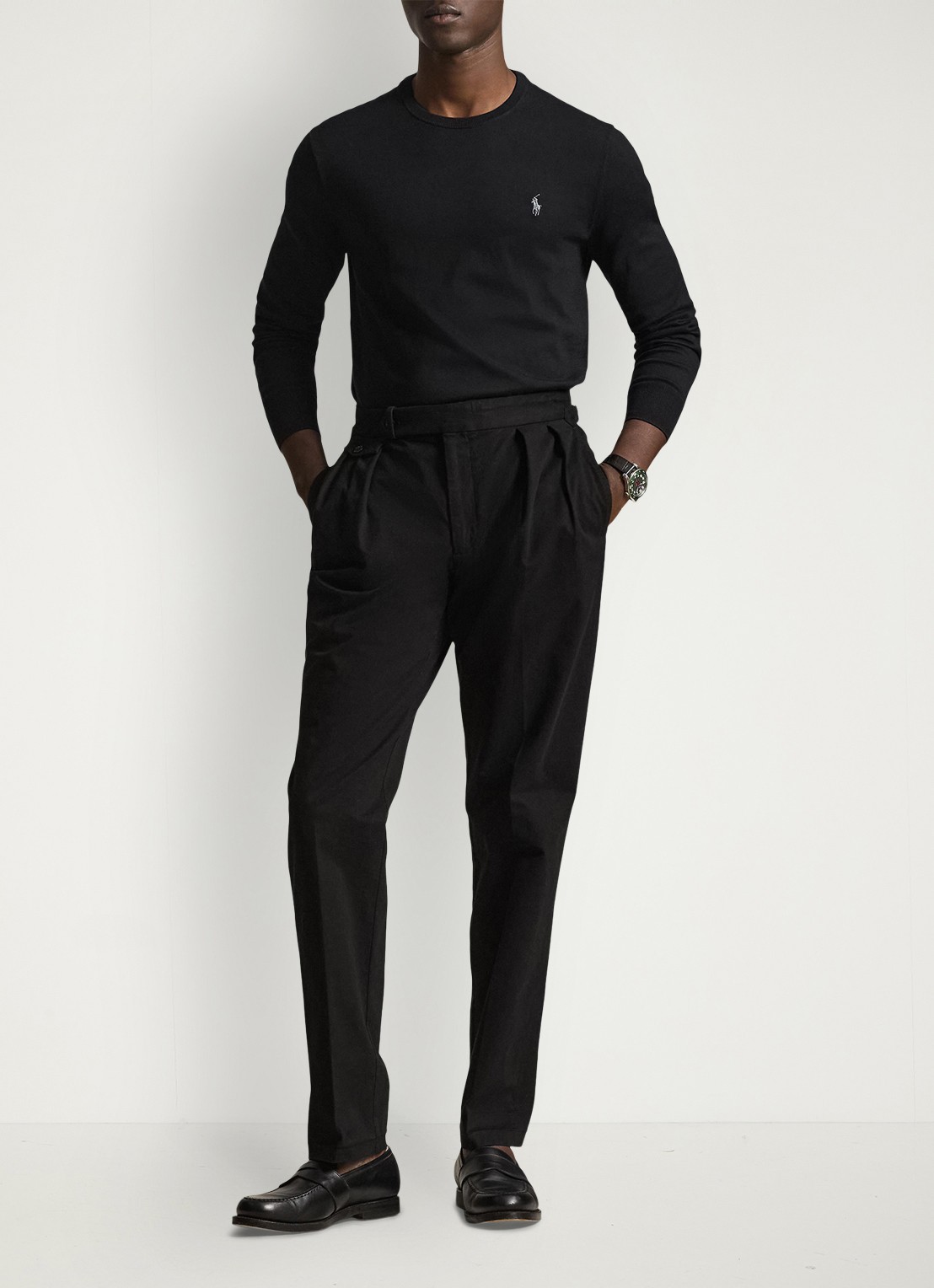 Ralph Lauren Slim fit pullover van katoen - voorkant 3 polo black / zwart