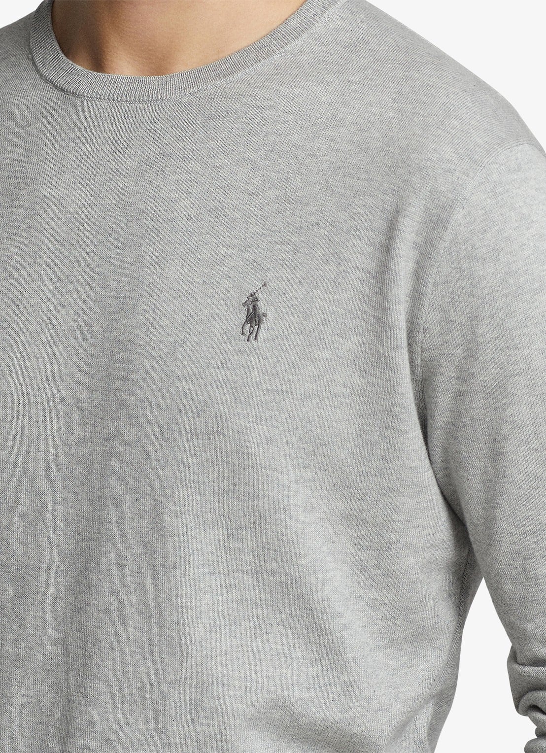 Ralph Lauren Slim fit pullover van katoen - detail 5 andover heather / grijs