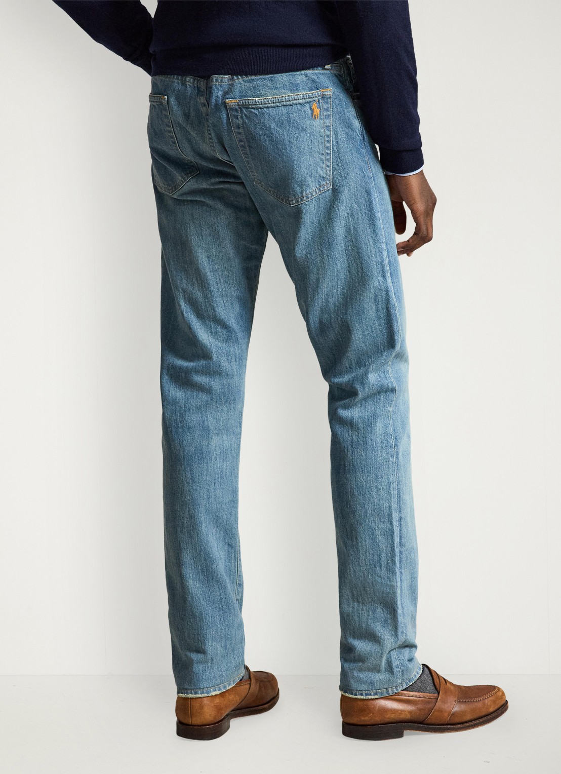 Ralph Lauren Slim leg jeans met lichte wassing - achterkant 5 robinson / lichtblauw