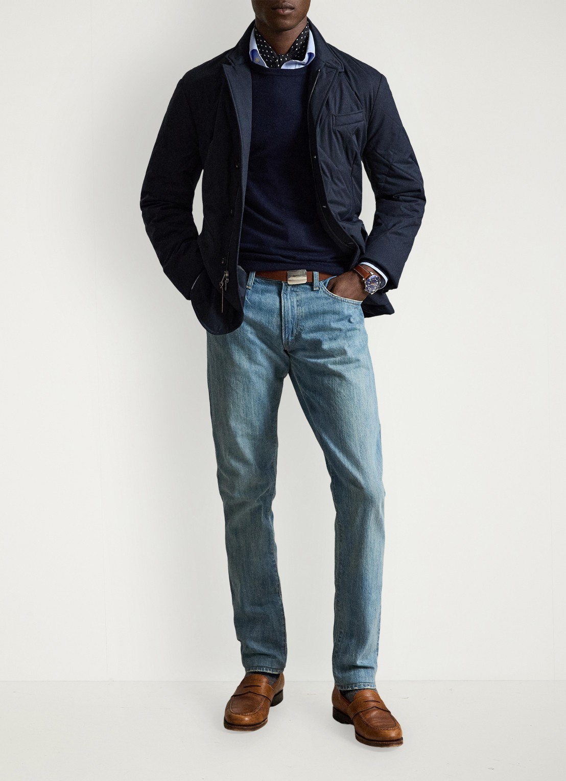 Ralph Lauren Slim leg jeans met lichte wassing - voorkant 2 robinson / lichtblauw