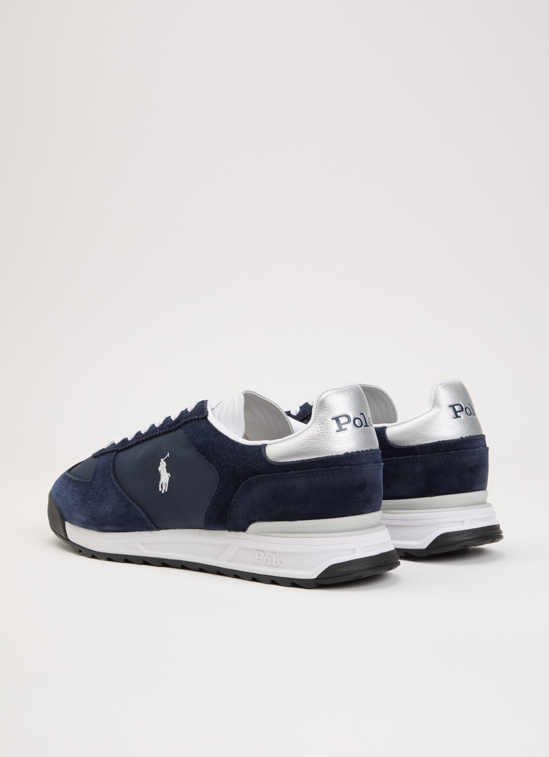 Ralph Lauren Sneaker met suède details - achterkant donkerblauw