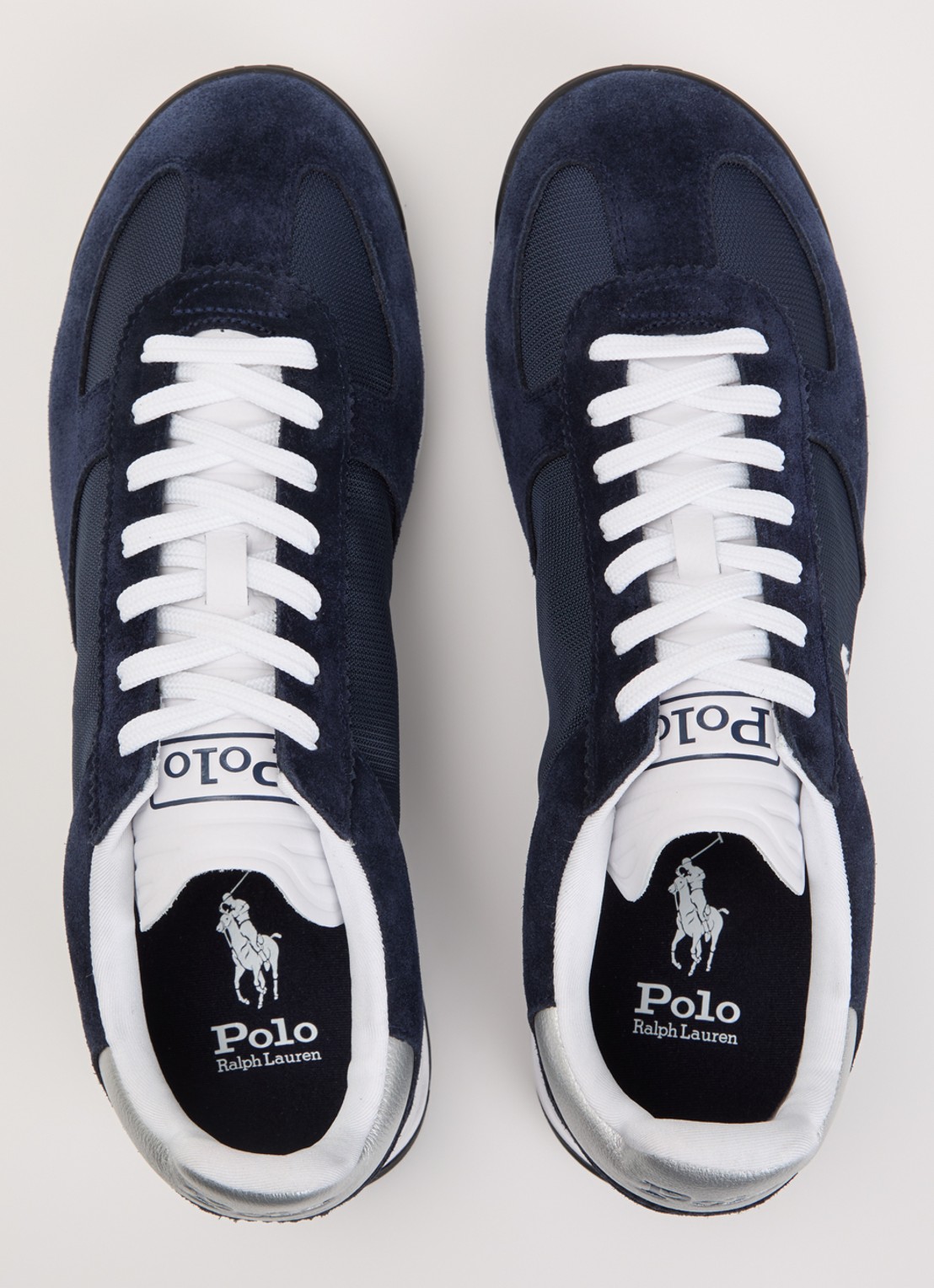 Ralph Lauren Sneaker met suède details - detail 4 donkerblauw