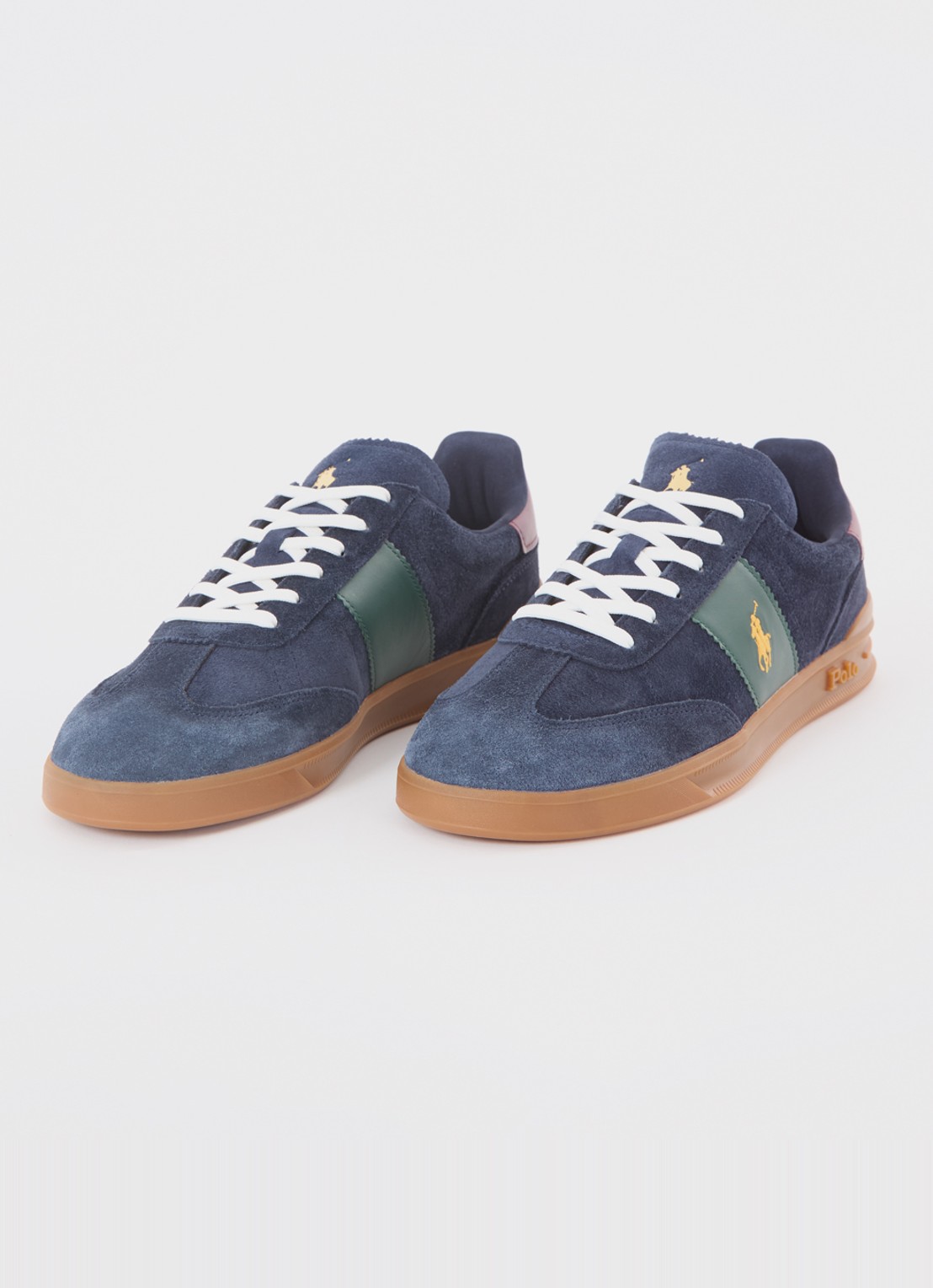 Ralph Lauren Sneaker van suède met logo - detail 2 donkerblauw