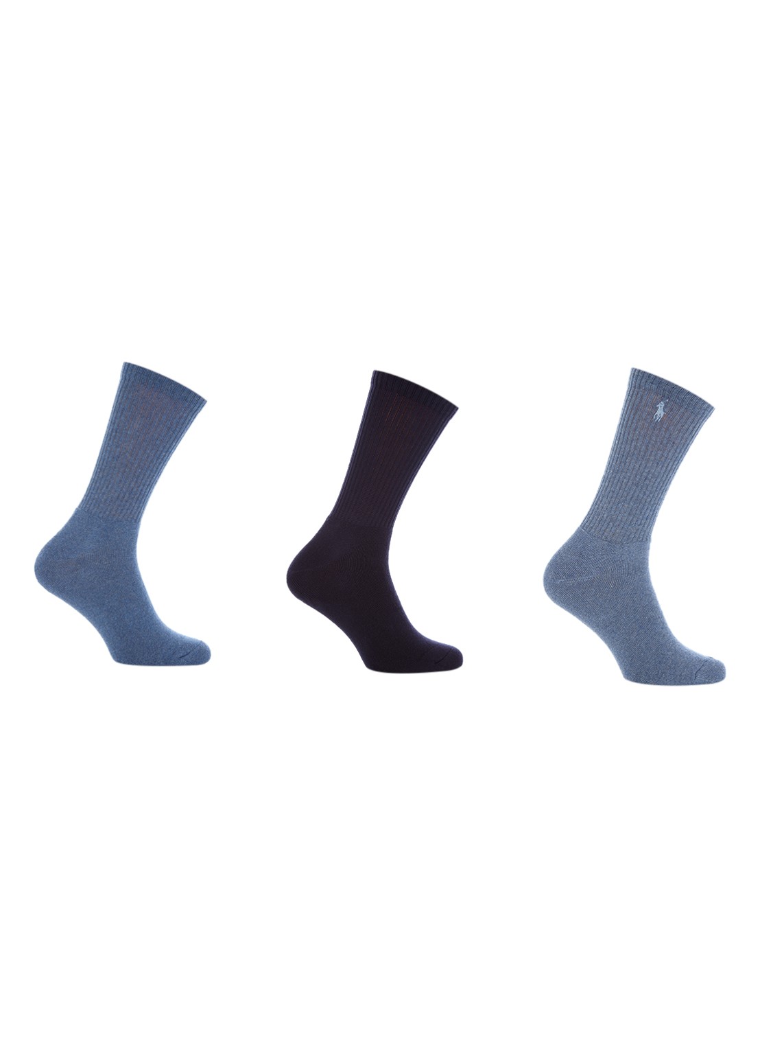 Ralph Lauren Sokken in uni in 3-pack - voorkant blauw