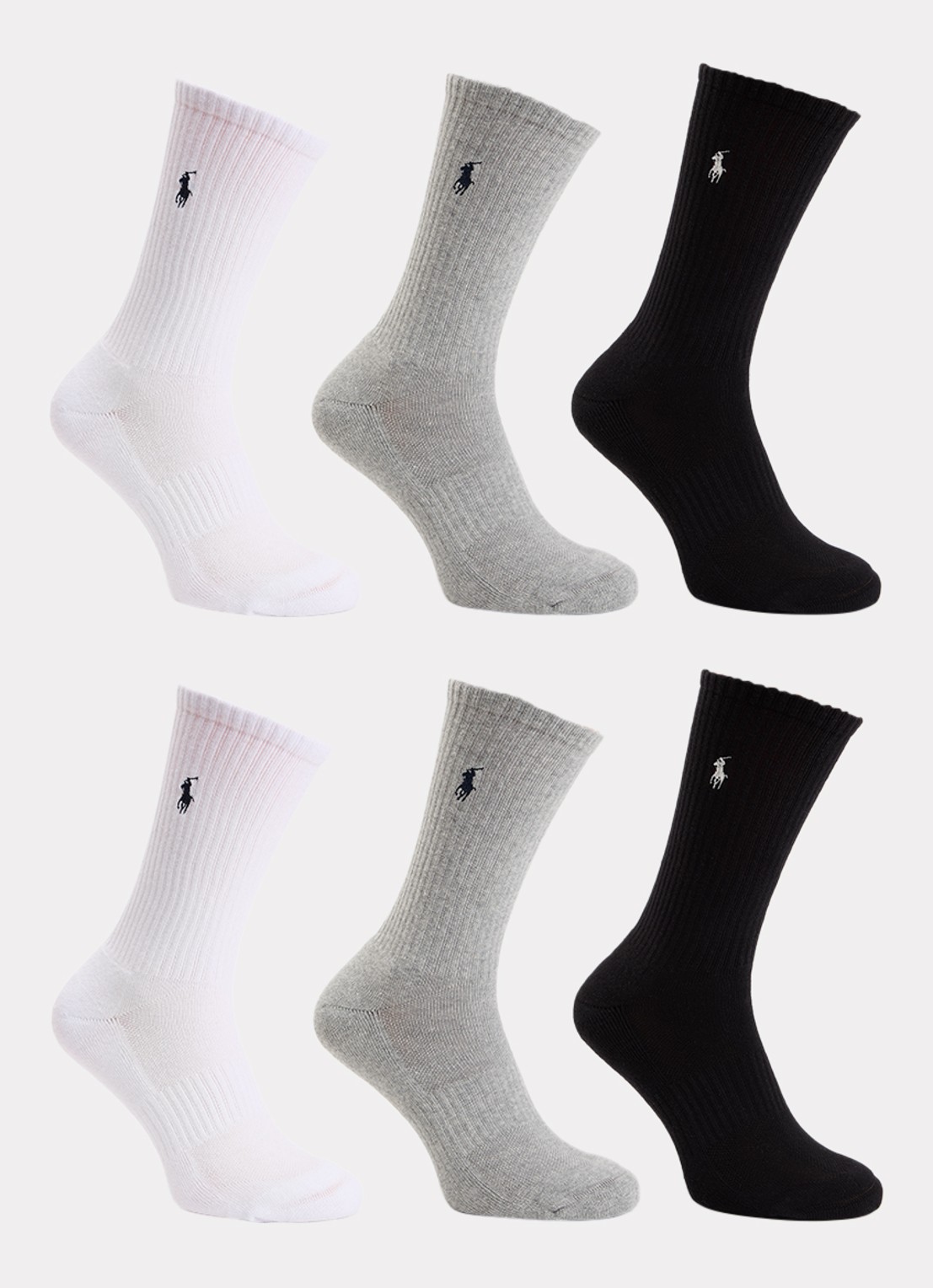 Ralph Lauren Sokken met logo in 6-pack - voorkant 2 grijs
