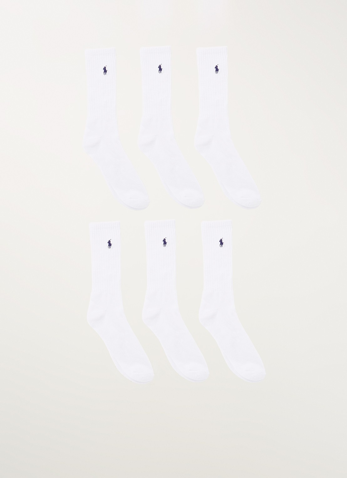 Ralph Lauren Sokken met logo in 6-pack - voorkant wit