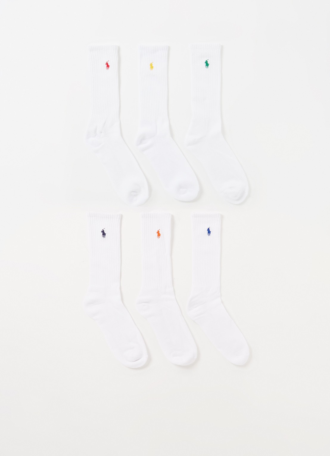 Ralph Lauren Sokken met logo in 6-pack - voorkant gebroken wit