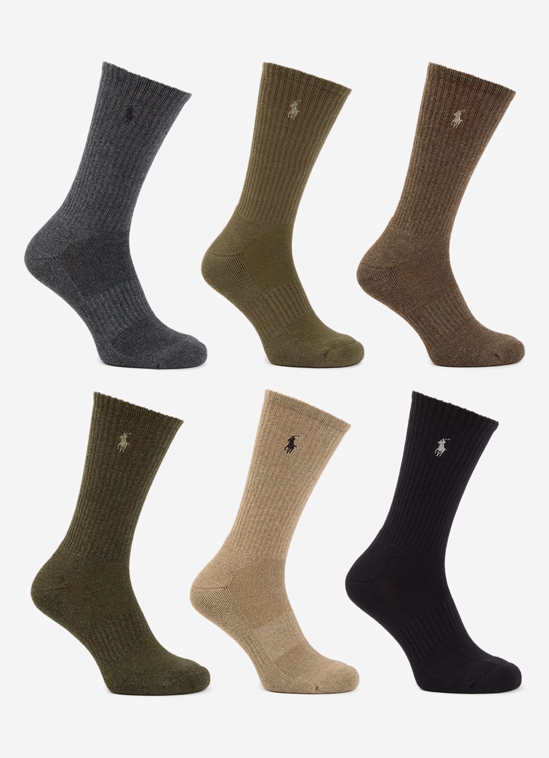 Ralph Lauren Sokken met logoborduring in 6-pack - voorkant 2 bruin