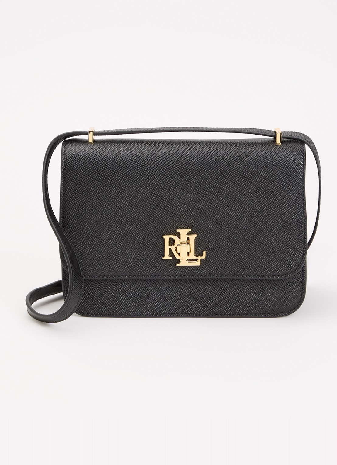 Ralph Lauren Sophee 22 crossbodytas van leer - voorkant 2 zwart