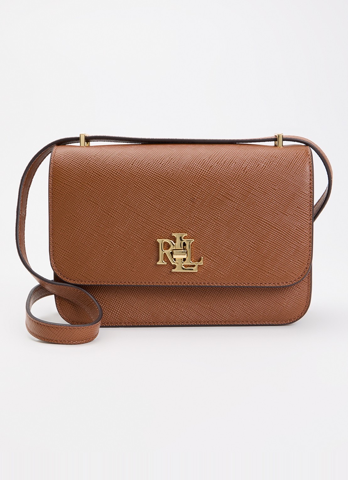 Ralph Lauren Sophee 22 crossbodytas van leer - voorkant 5 cognac