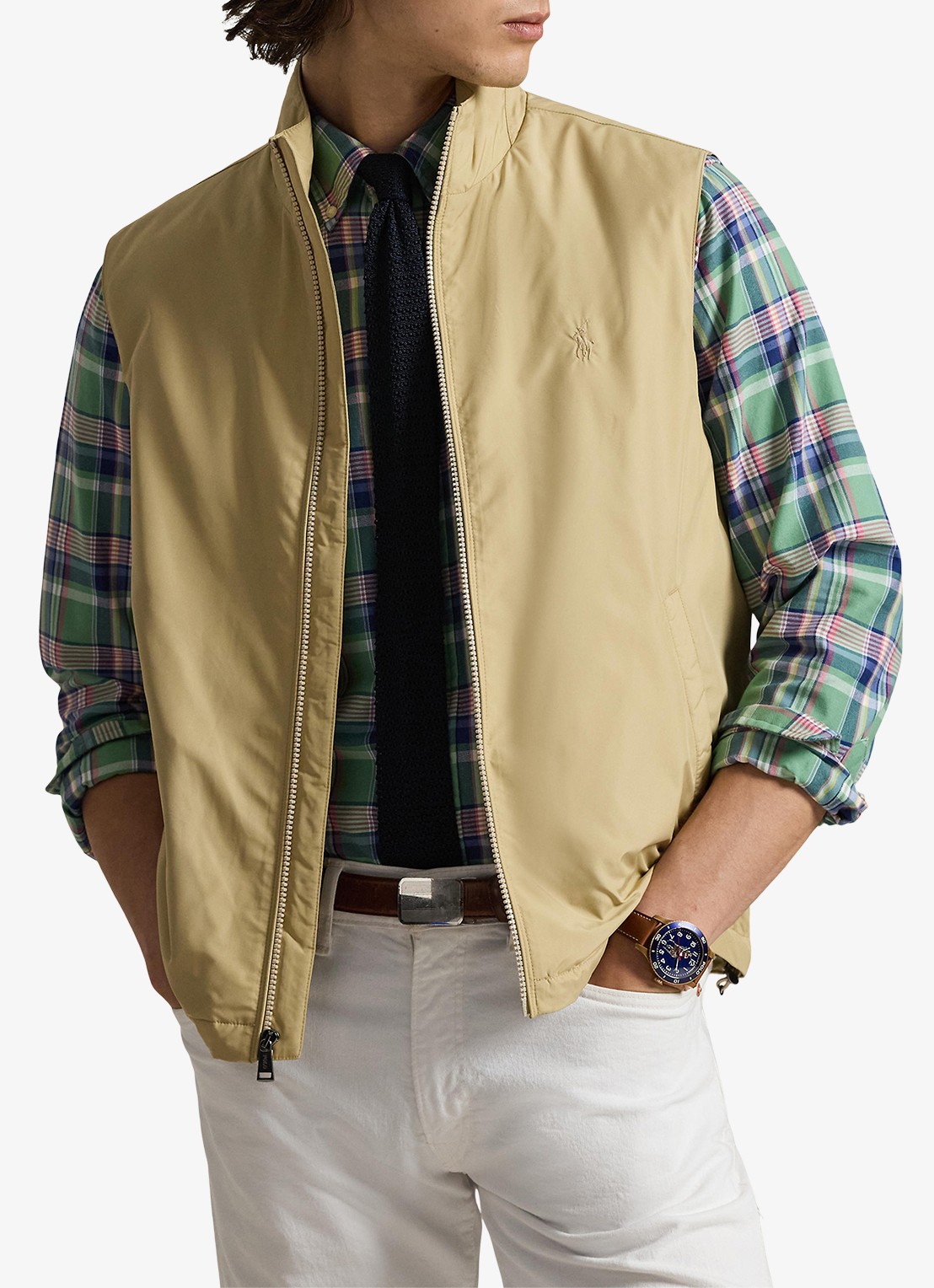 Ralph Lauren Southland gewatteerde bodywarmer met steekzakken - detail 3 dune tan-33g2