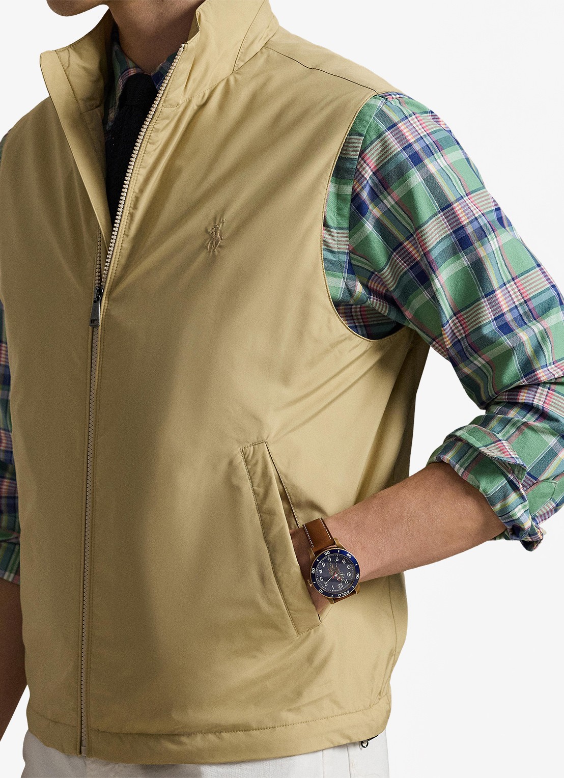 Ralph Lauren Southland gewatteerde bodywarmer met steekzakken - detail 4 dune tan-33g2