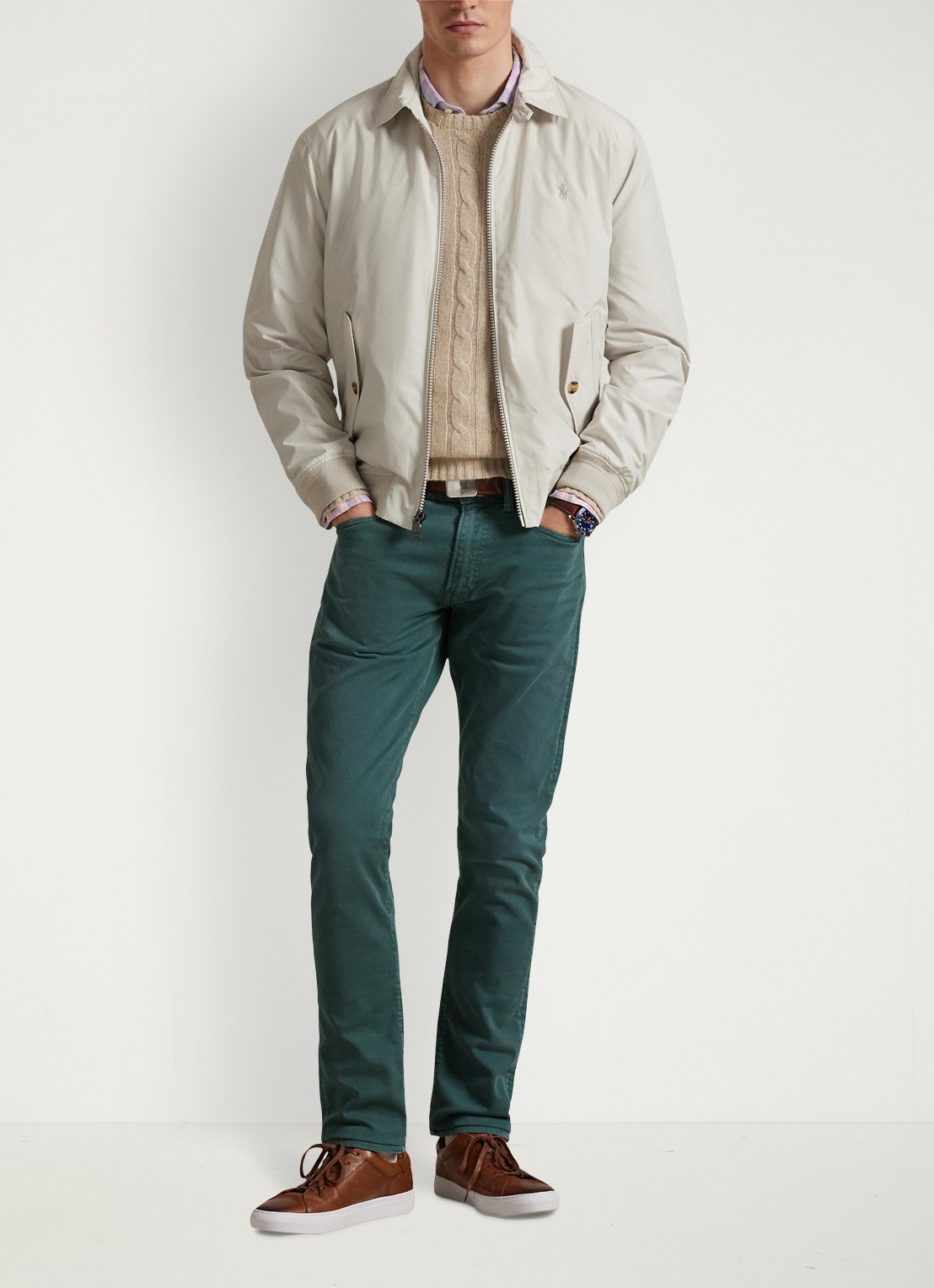 Ralph Lauren Southland jack met klepzakken en logoborduring - voorkant 2 dove grey / lichtgrijs