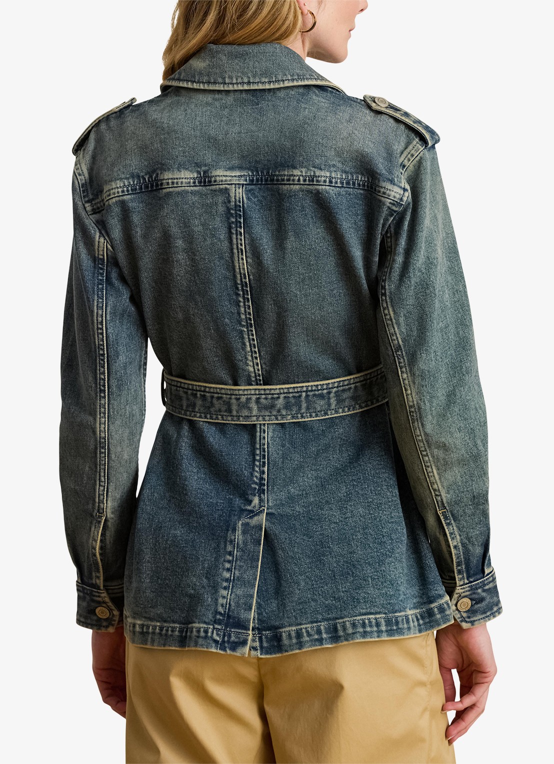 Ralph Lauren Spijkerjas met ceintuur - achterkant haze wash / indigo