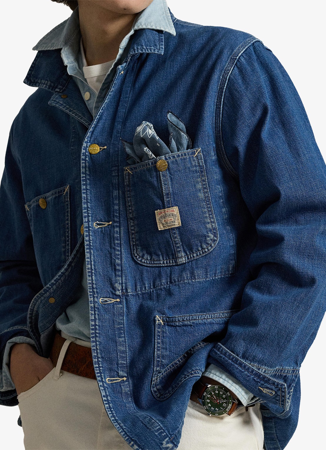 Ralph Lauren Spijkerjas met opgestikte zakken - detail 3 sawmill / blauw