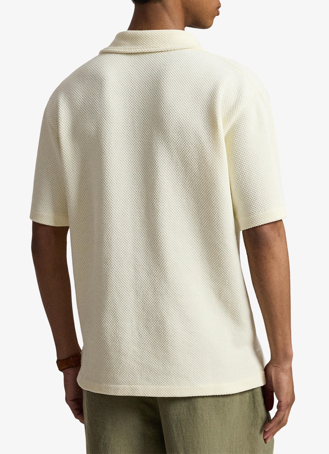 Ralph Lauren Standard fit polo van piqué katoen - achterkant 3 pale cream / crème