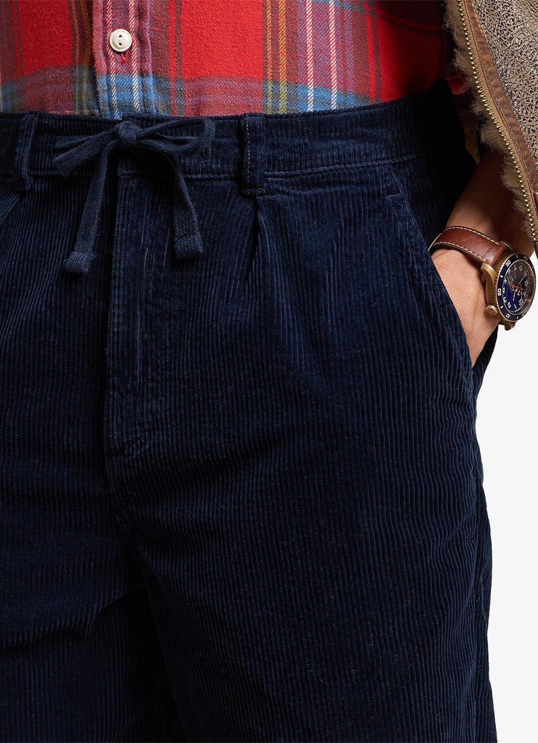 Ralph Lauren Straight fit broek van corduroy - detail 3 hunter navy / donkerblauw
