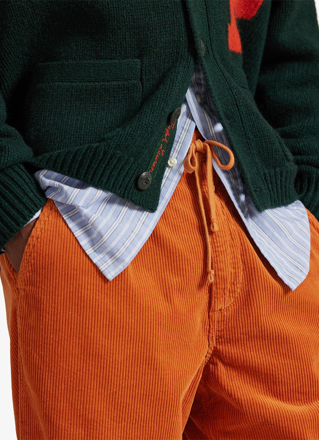 Ralph Lauren Straight fit broek van corduroy - detail 4 charles orange / oranje