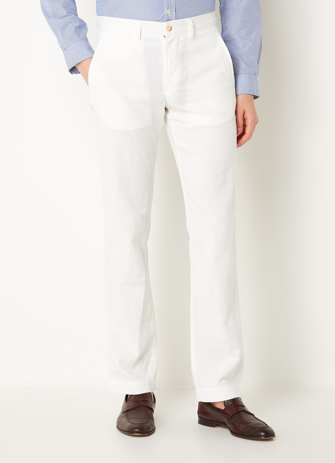 Ralph Lauren Straight fit chino in linnenblend - detail 4 deckwash white / wit