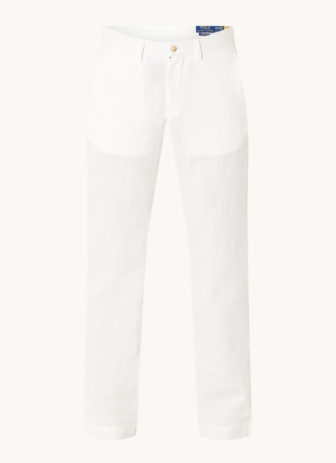 Ralph Lauren Straight fit chino in linnenblend - voorkant 2 deckwash white / wit