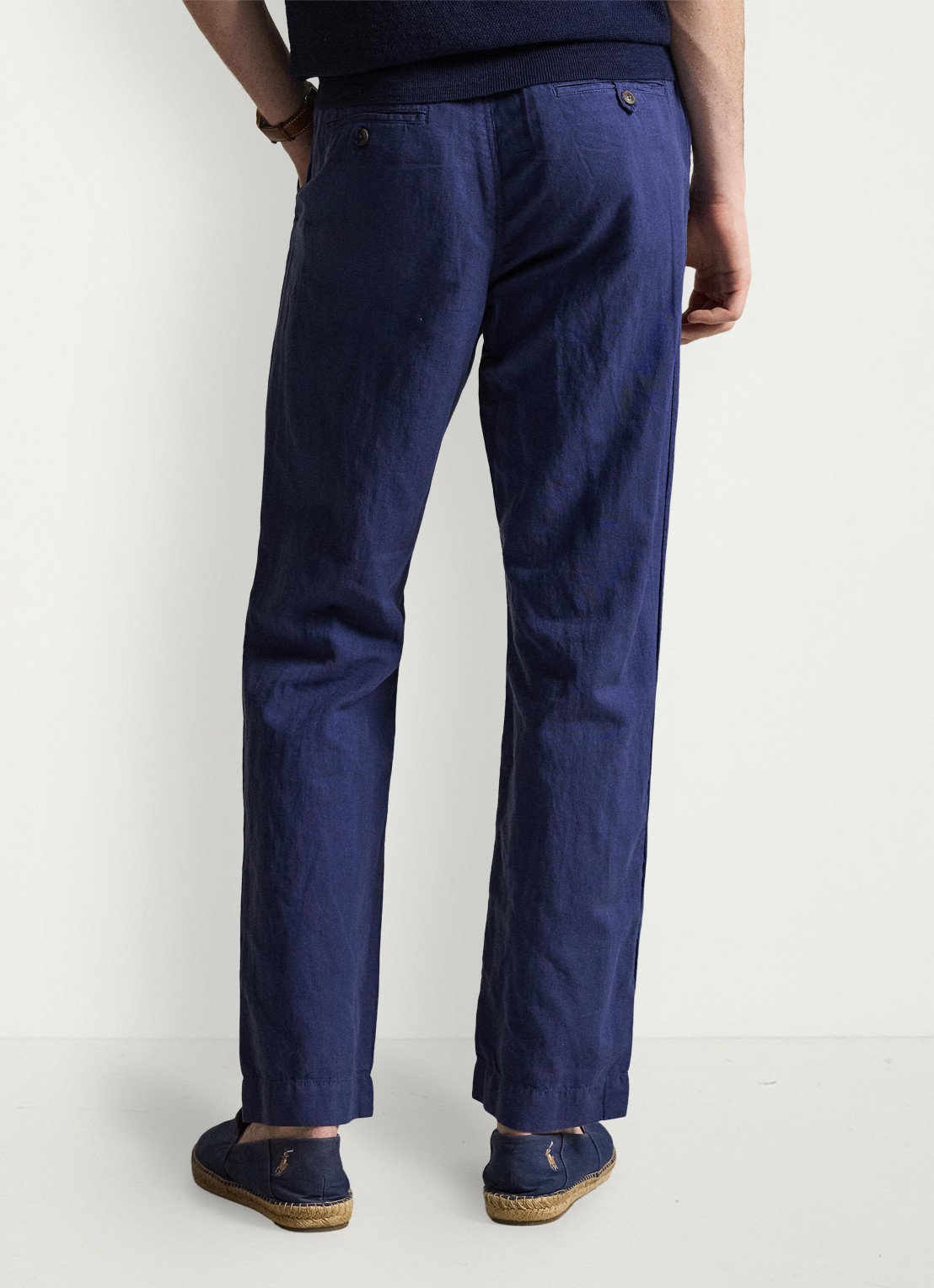 Ralph Lauren Straight fit chino in linnenblend - achterkant 2 new classic navy / donkerblauw