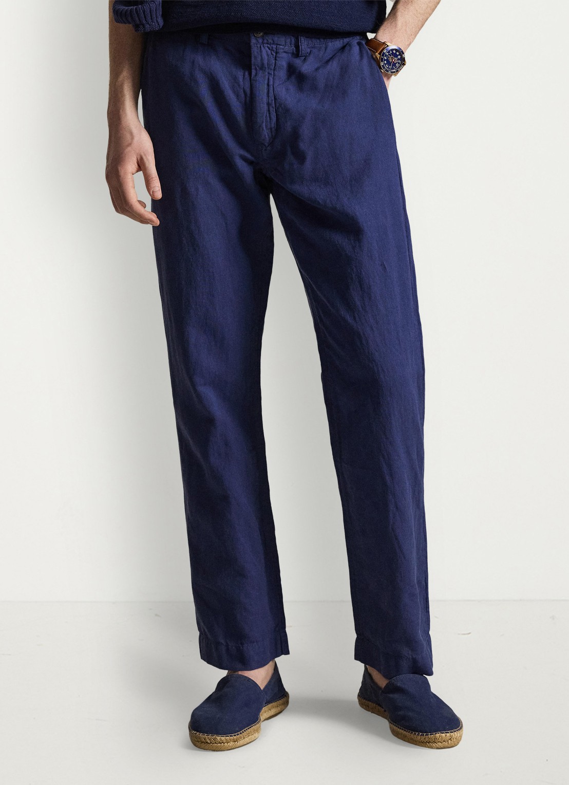 Ralph Lauren Straight fit chino in linnenblend - detail 3 new classic navy / donkerblauw