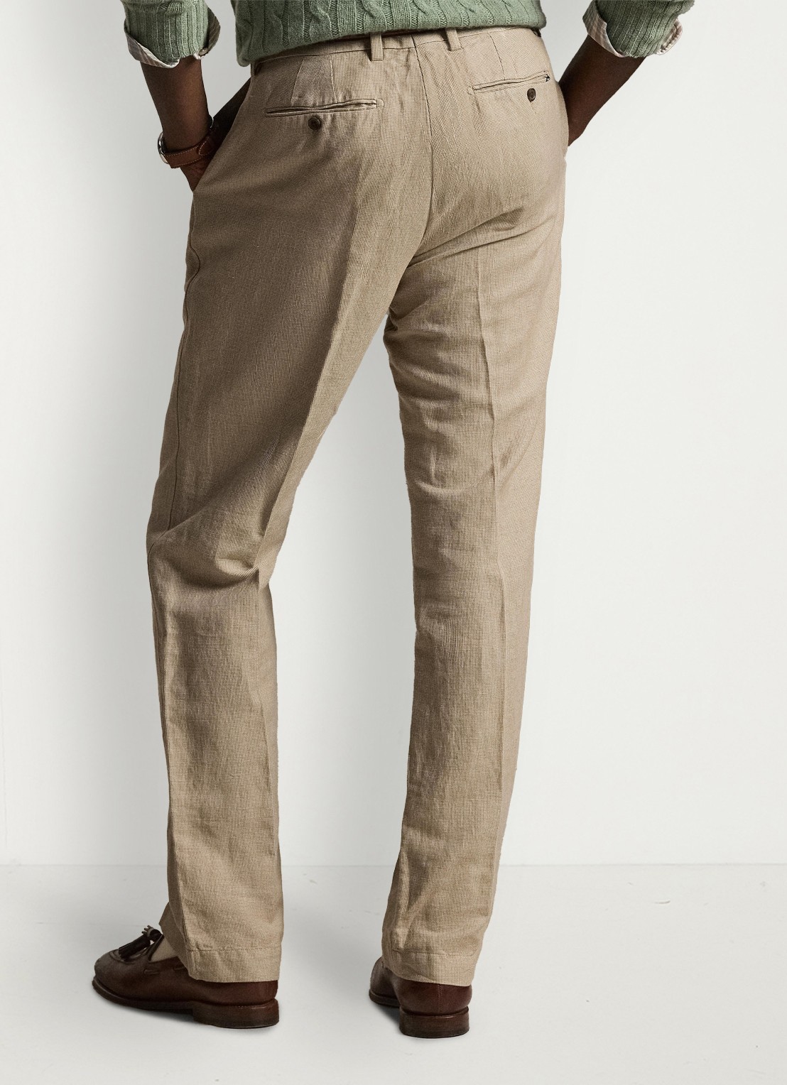 Ralph Lauren Straight fit chino in linnenblend - achterkant 3 madison tan/multi