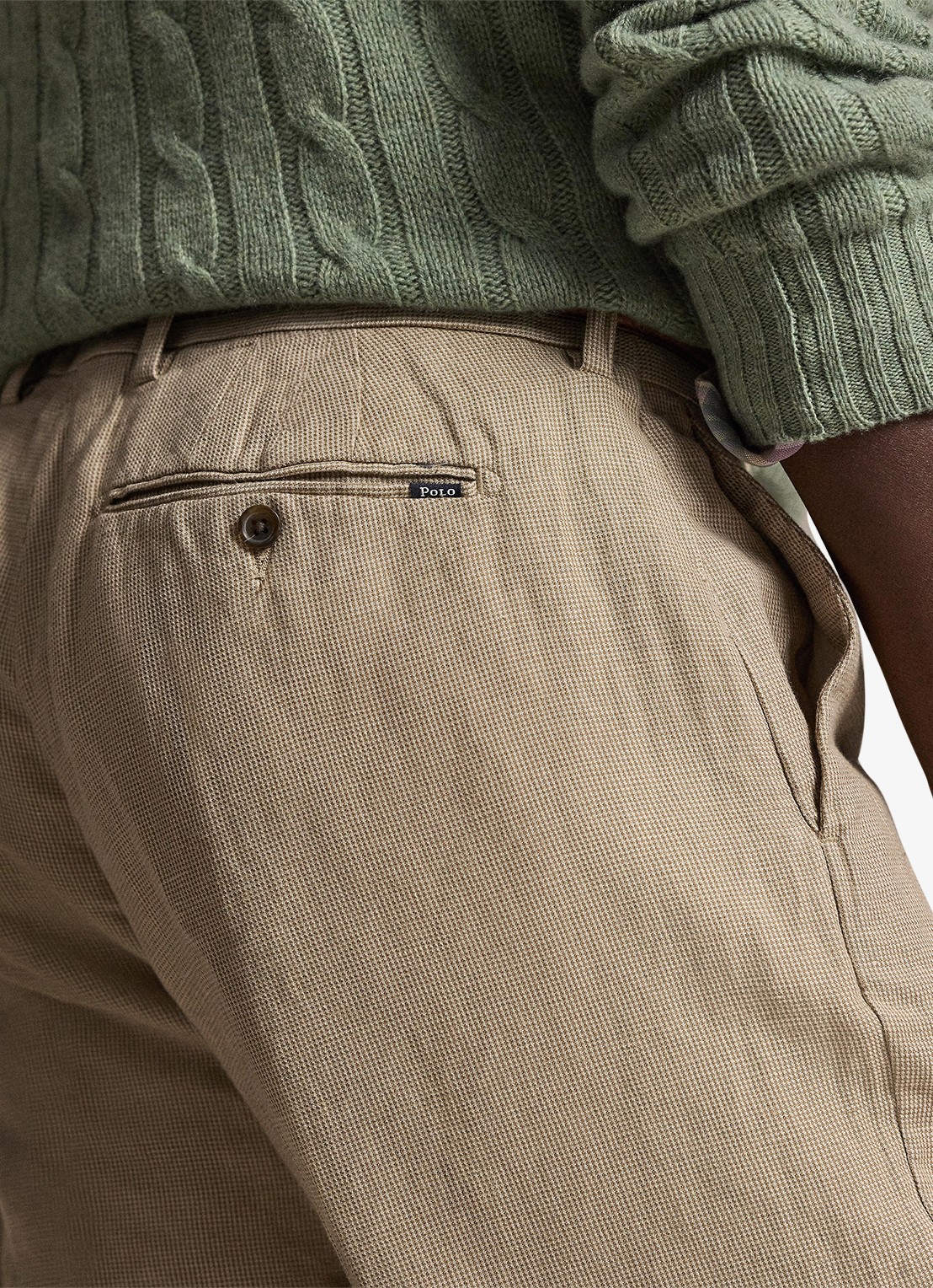 Ralph Lauren Straight fit chino in linnenblend - detail 2 madison tan/multi
