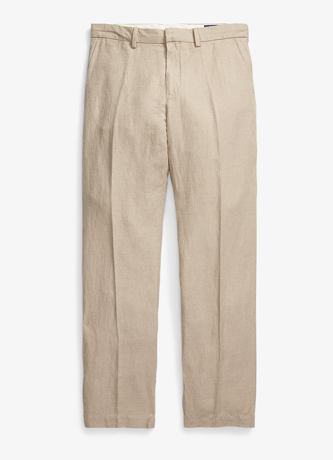 Ralph Lauren Straight fit chino in linnenblend - voorkant 4 madison tan/multi