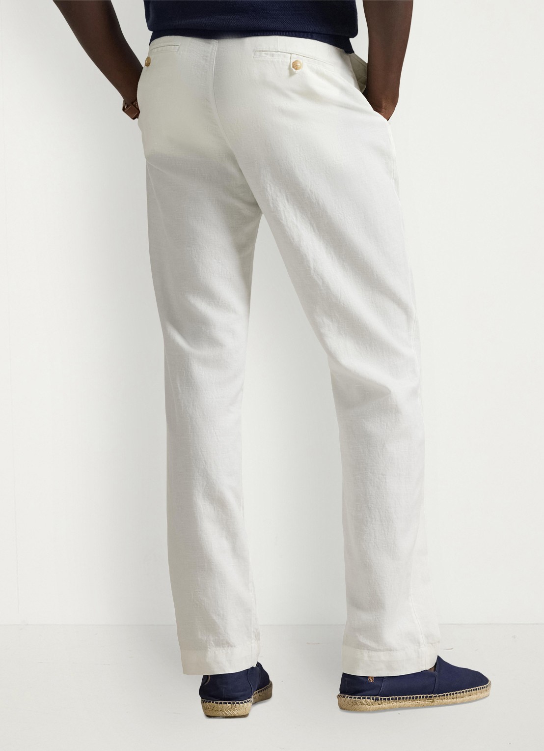 Ralph Lauren Straight fit chino in linnenblend - achterkant 5 white / wit