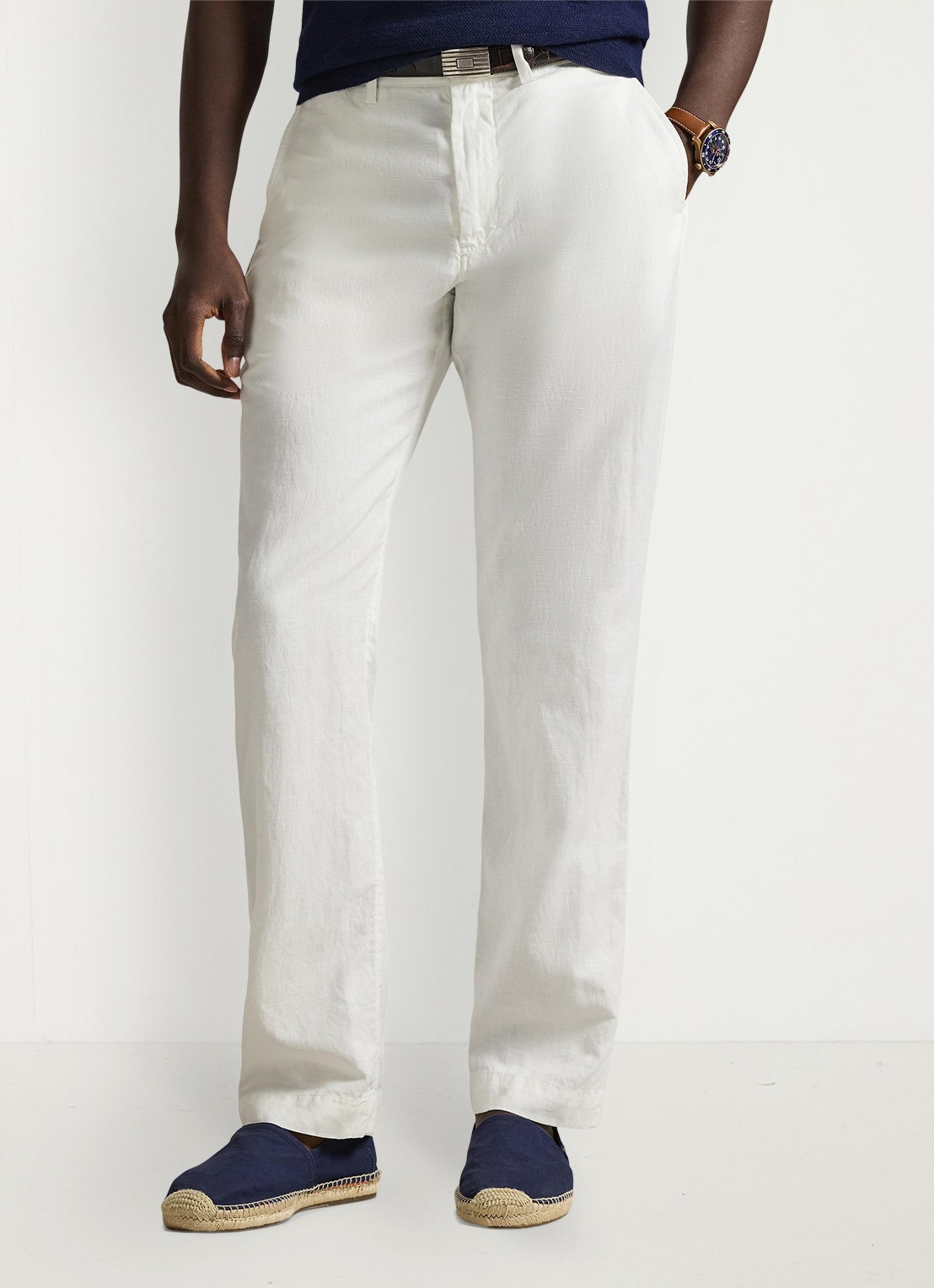 Ralph Lauren Straight fit chino in linnenblend - detail 3 white / wit