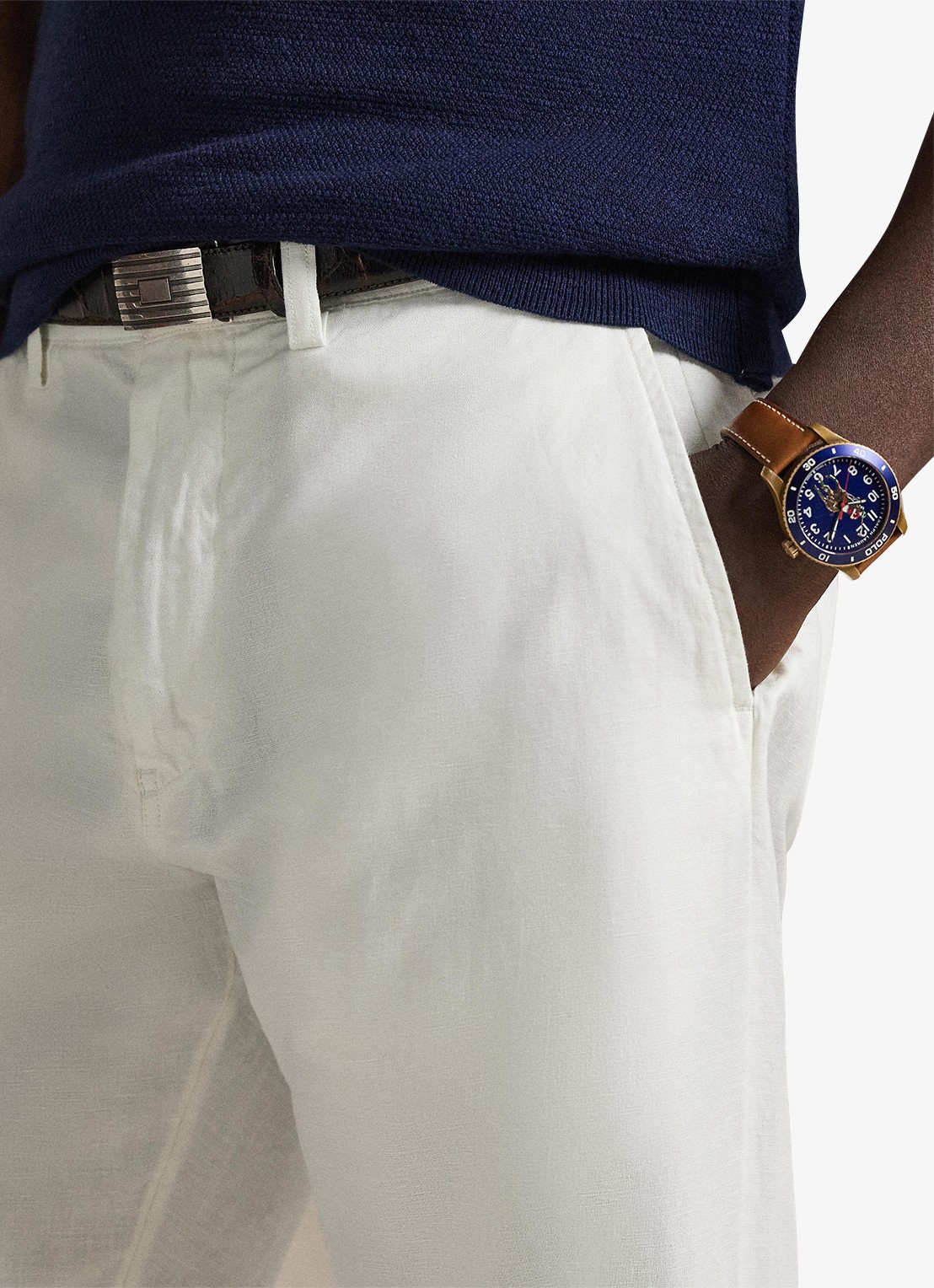 Ralph Lauren Straight fit chino in linnenblend - detail 4 white / wit