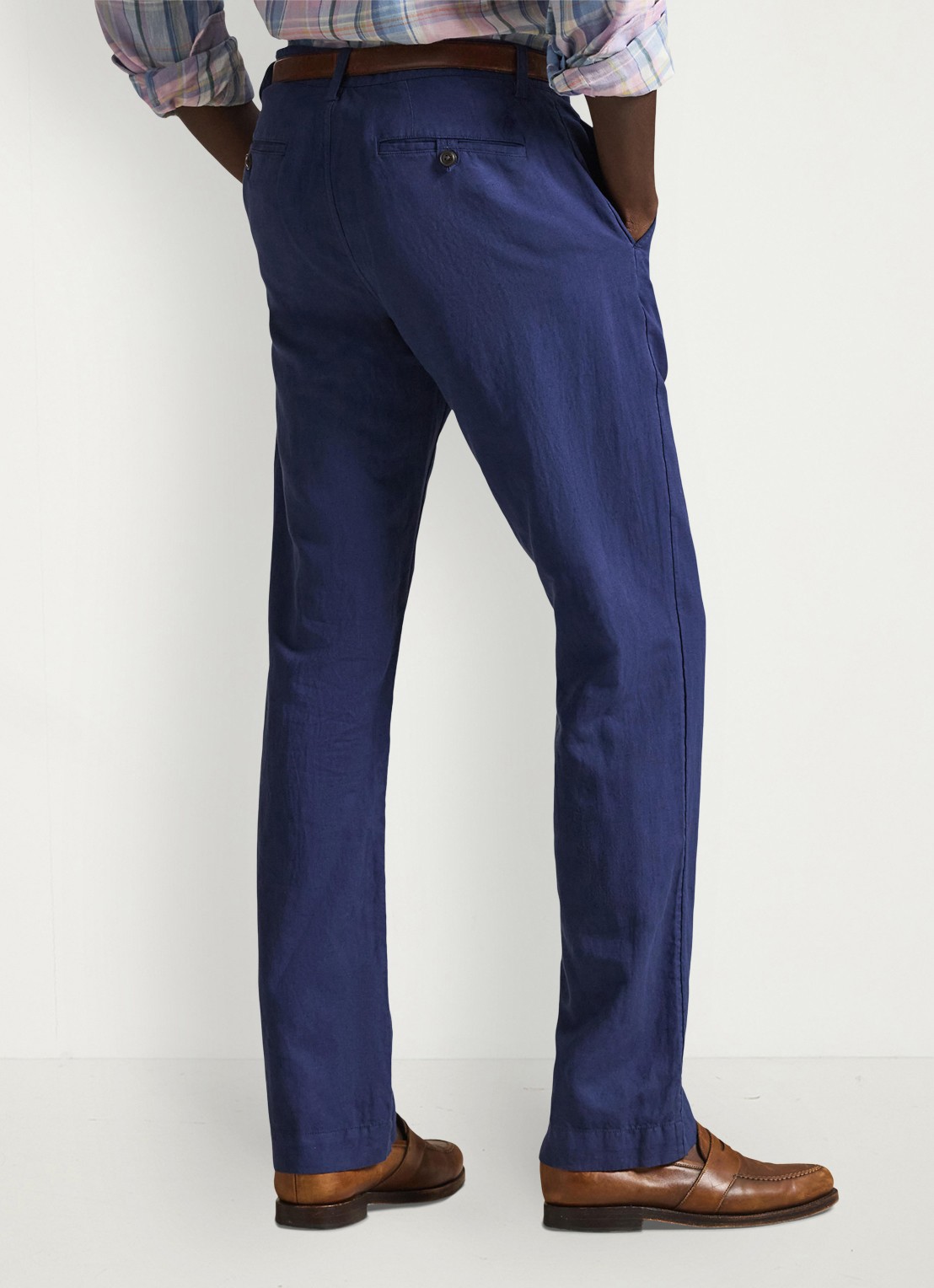 Ralph Lauren Straight fit chino in linnenblend - achterkant dusty azure-31rh