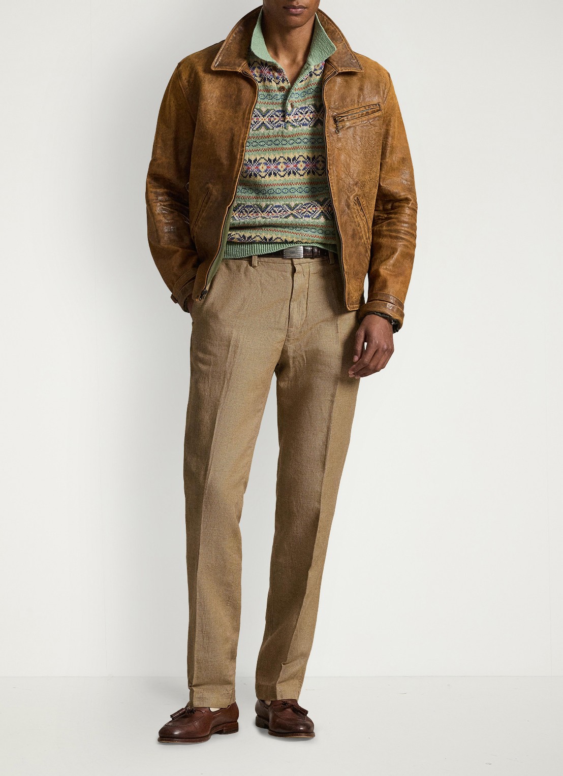 Ralph Lauren Straight fit chino in linnenblend - detail 2 vintage khaki mini hounds